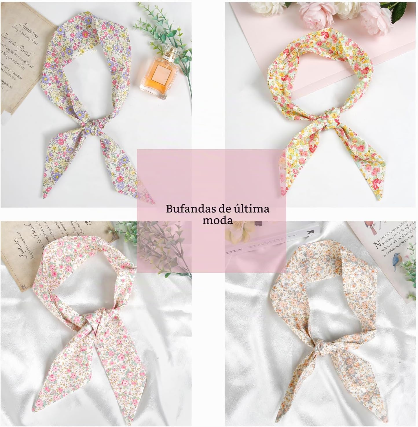 TEBIEKOY 4 bufandas de moda para mujer, bufandas multifuncionales b...