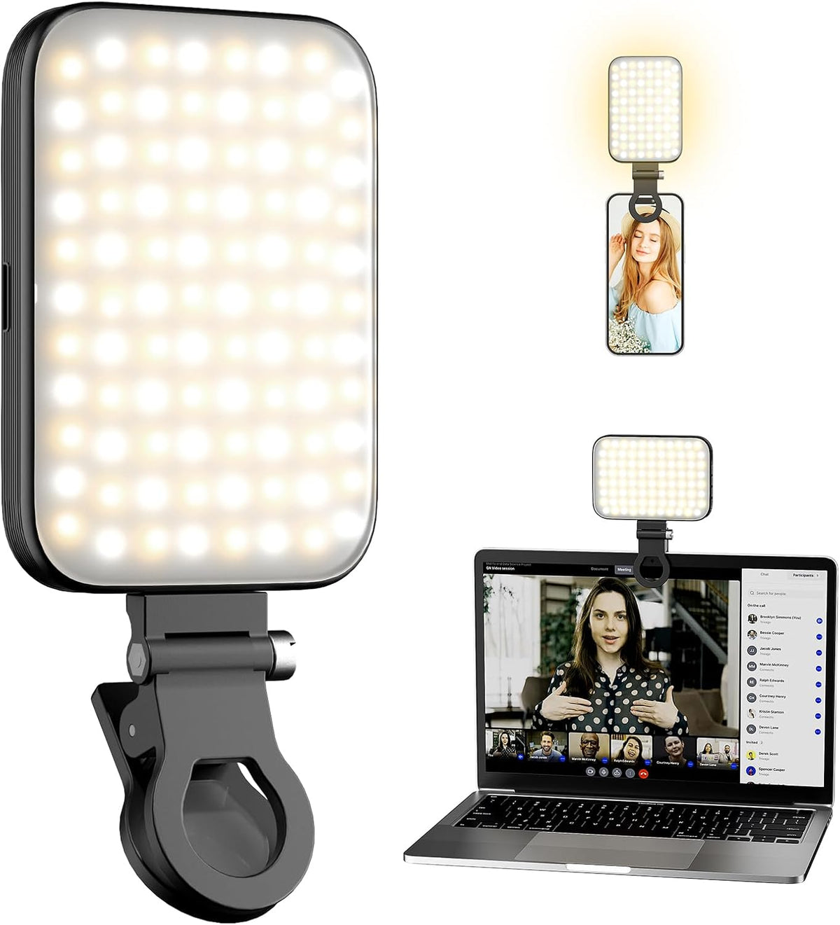 Luz para selfie recargable con clip para teléfono, luz LED portátil...