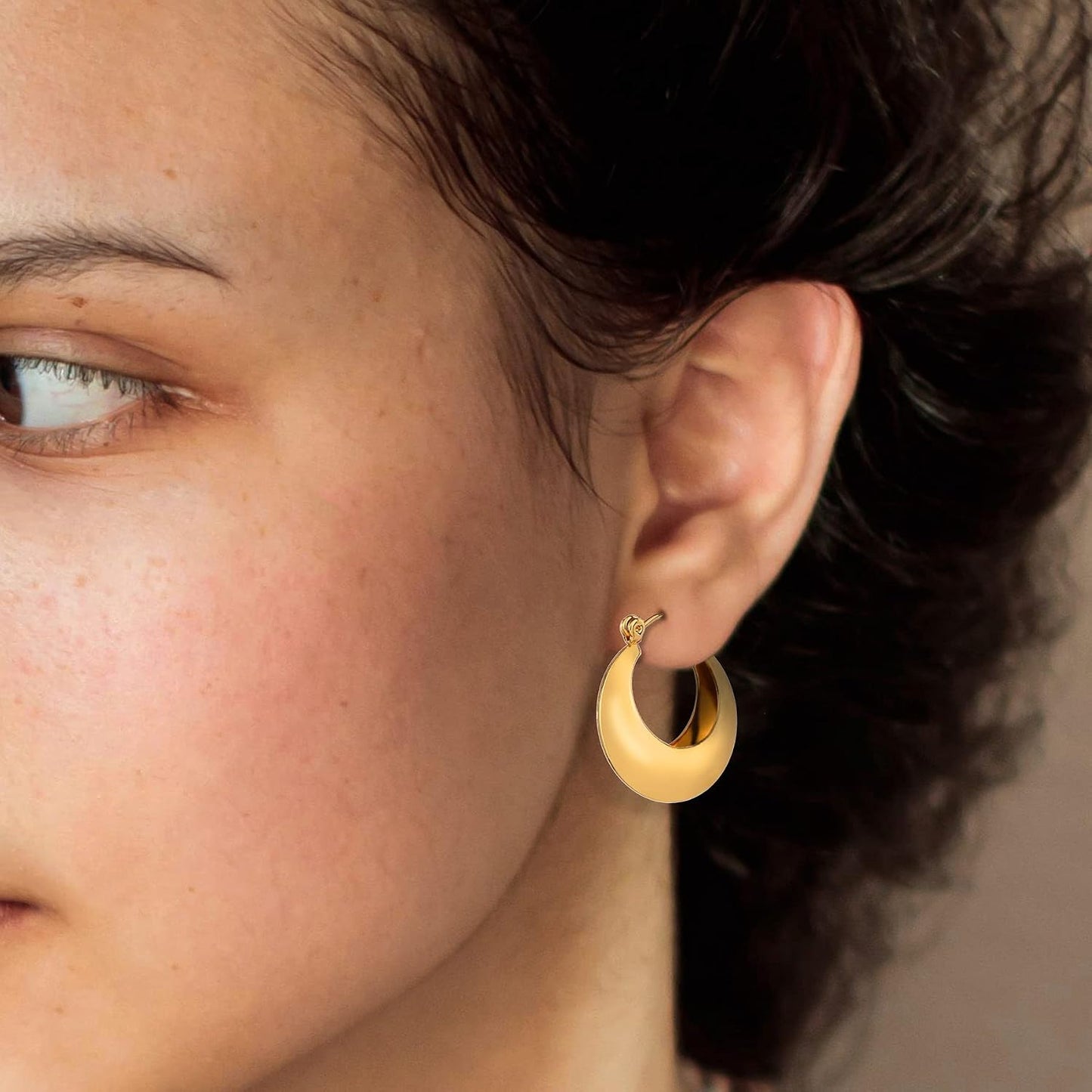 6 pares de aretes de aro chapados en oro de 14 quilates para mujer,...