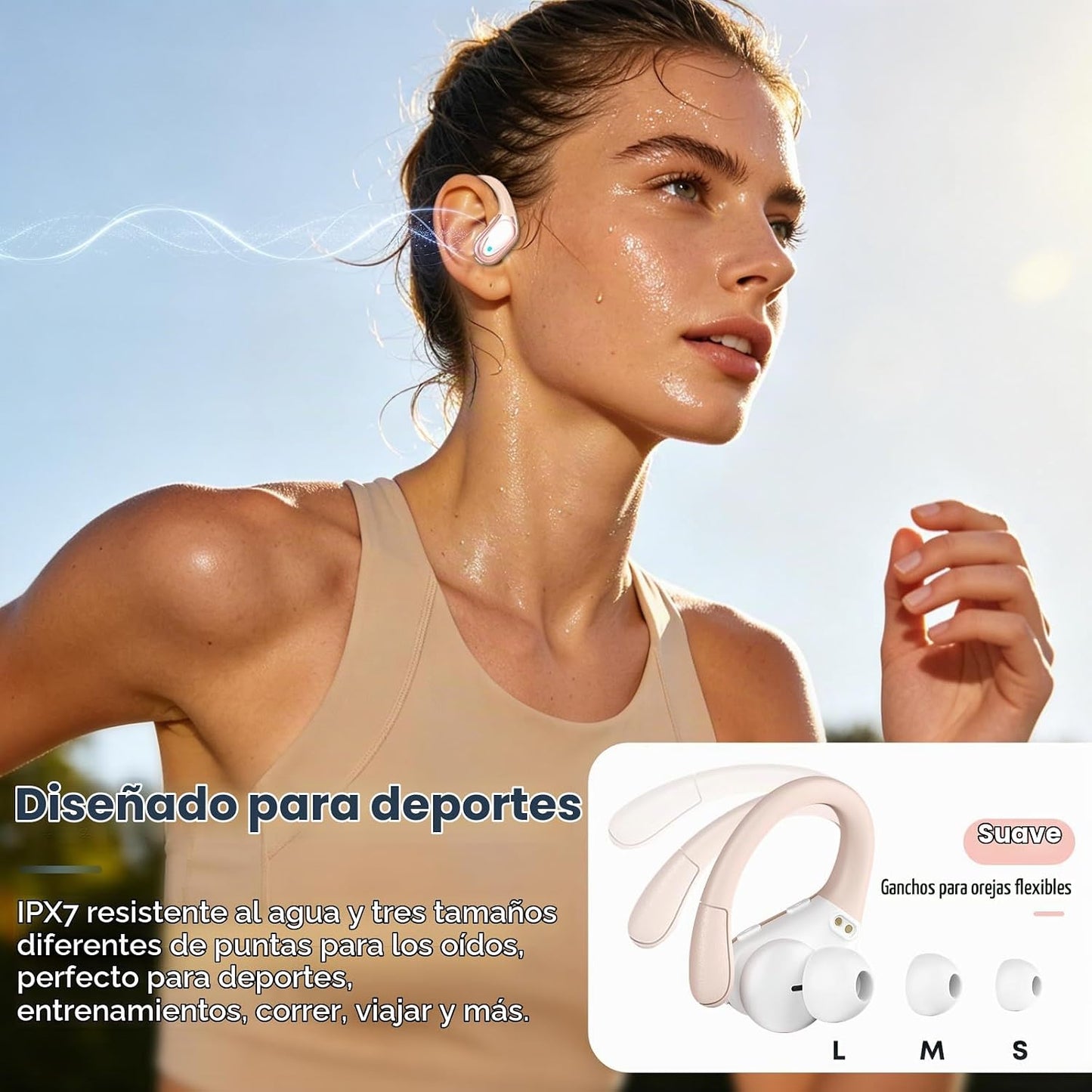 HAOYUYAN Auriculares deportivos Bluetooth inalámbricos, 80 horas de...