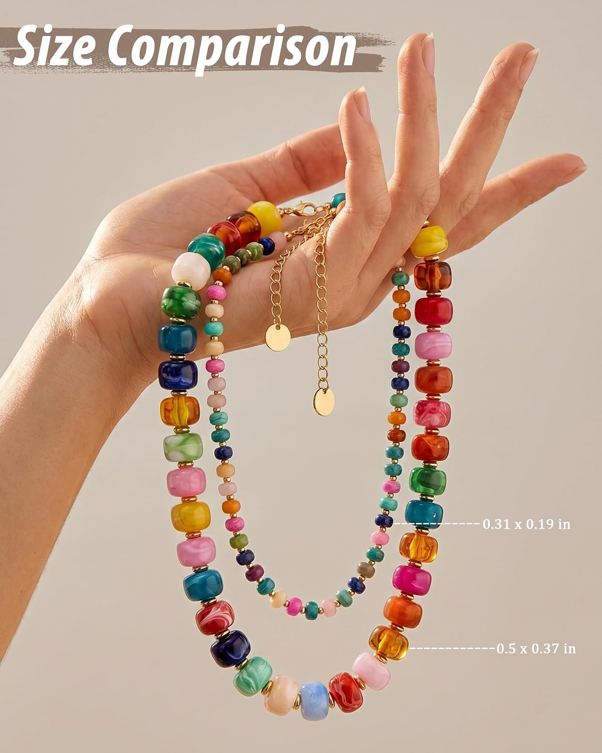 Trinckle Collares de cuentas gruesas para mujer, collares de cuenta...