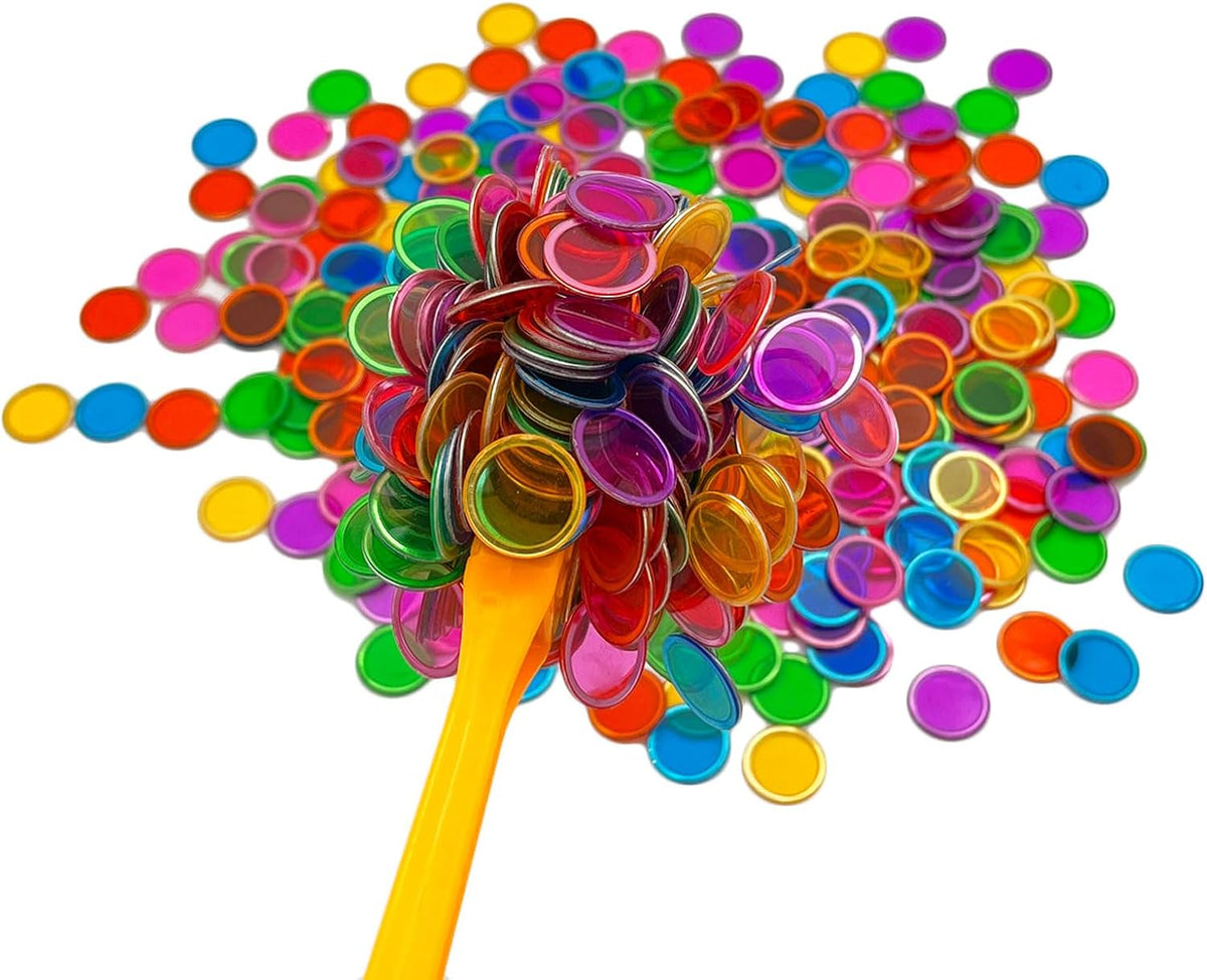 JUNWRROW 500 pedazos de 6 colores magnéticos transparentes fichas d...