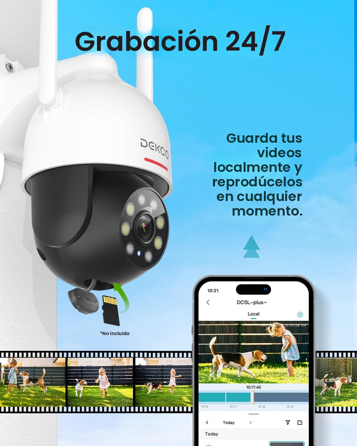 DEKCO - Cámara de seguridad 2K de domo para exteriores, con WiFi vi...