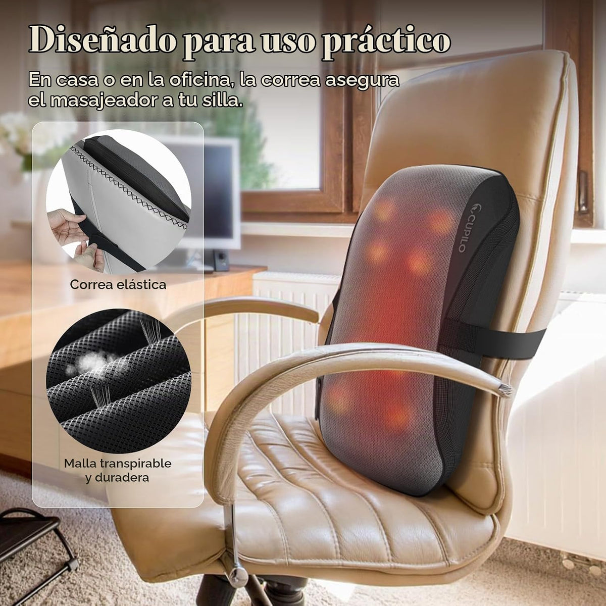 CuPiLo Masajeador de espalda Shiatsu con calor, HSA elegible para F...
