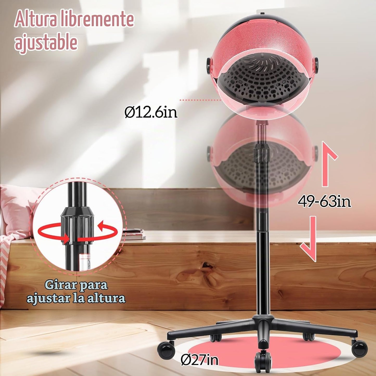 Secador de pelo con capucha, secador de pelo profesional de pie con...
