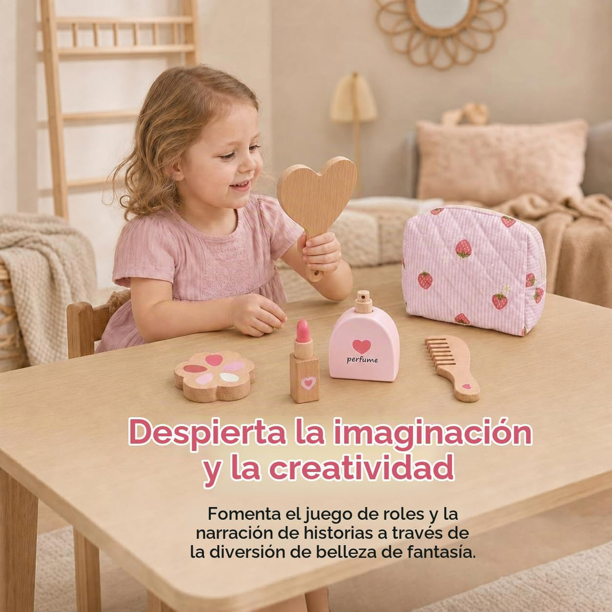 Kit de maquillaje de madera para niños pequeños, no tóxico, juego d...