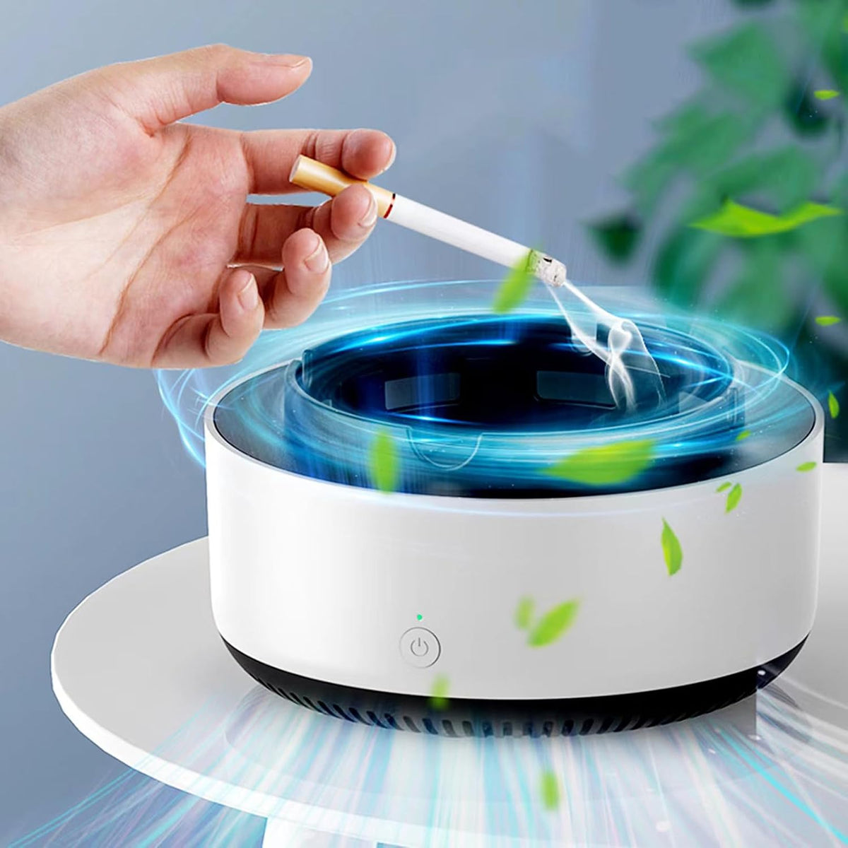 Cenicero multifuncional sin humo 2 en 1, cenicero purificador de ai...