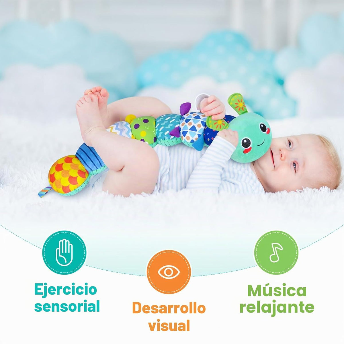 Juguetes sensoriales de oruga para bebés de 0 a 6 a 12 meses | Jugu...