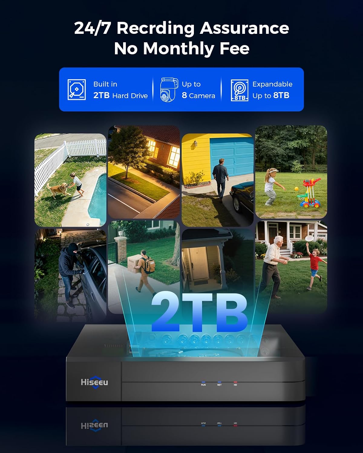 Hiseeu Sistema de cámara de seguridad con cable 4K PTZ con 8 cámara...