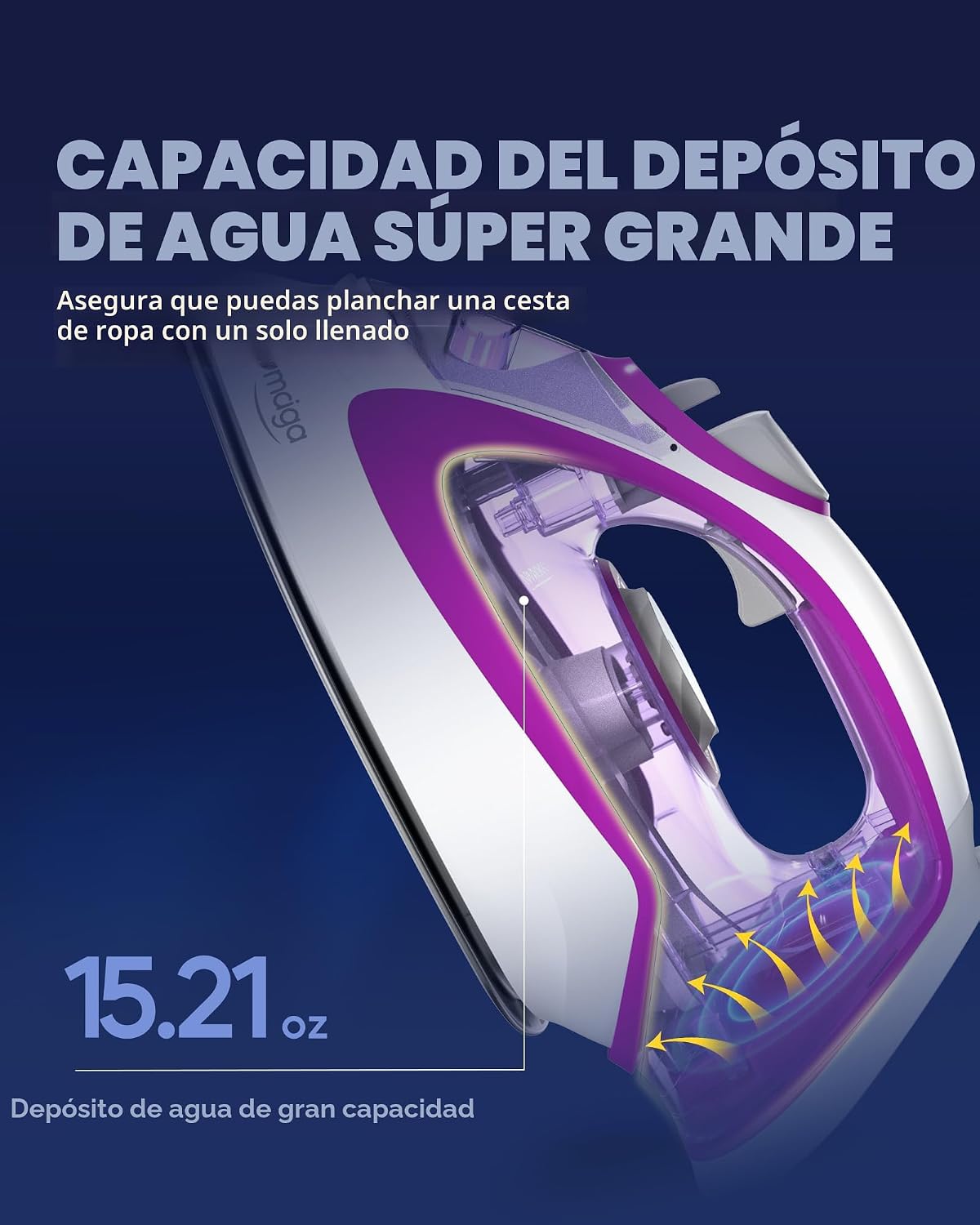 OMAIGA Plancha de vapor para ropa, plancha de 1750 W con calentamie...