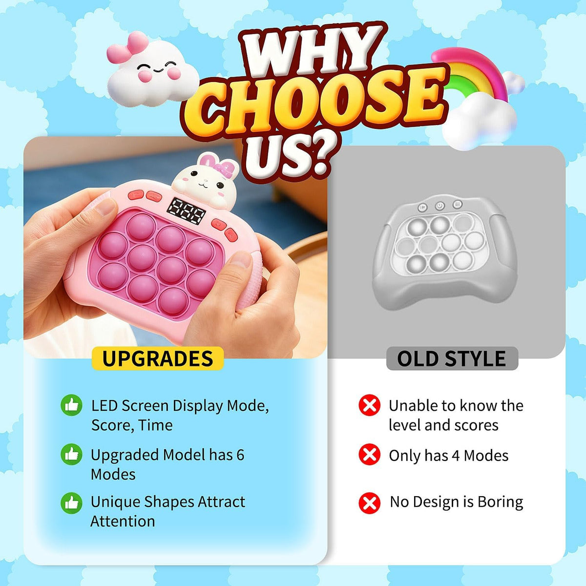 Lesipee Consola de juegos de empuje rápido para niños, juguete de b...