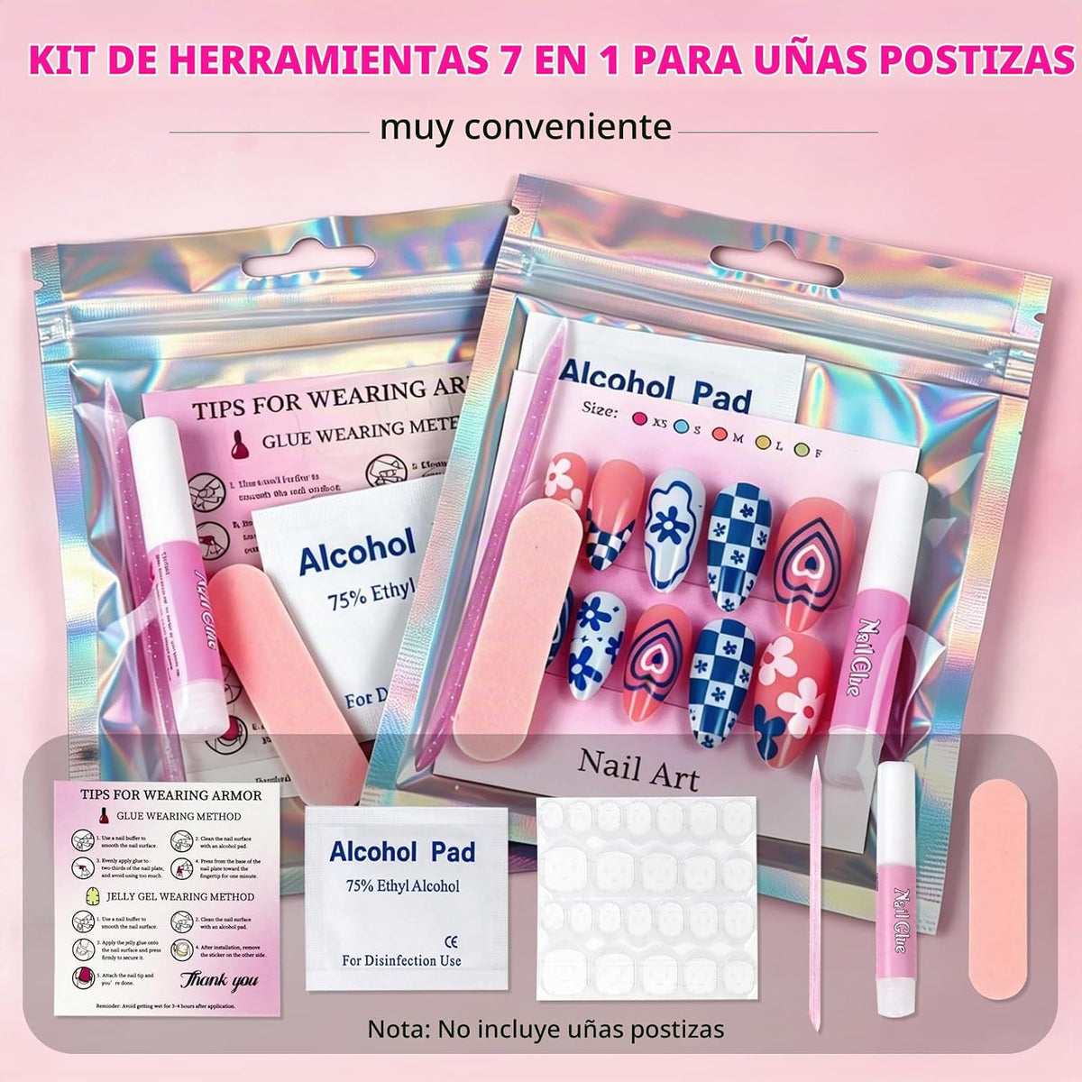 ESUOHYM 20 juegos de bolsas de embalaje de uñas para suministros de...