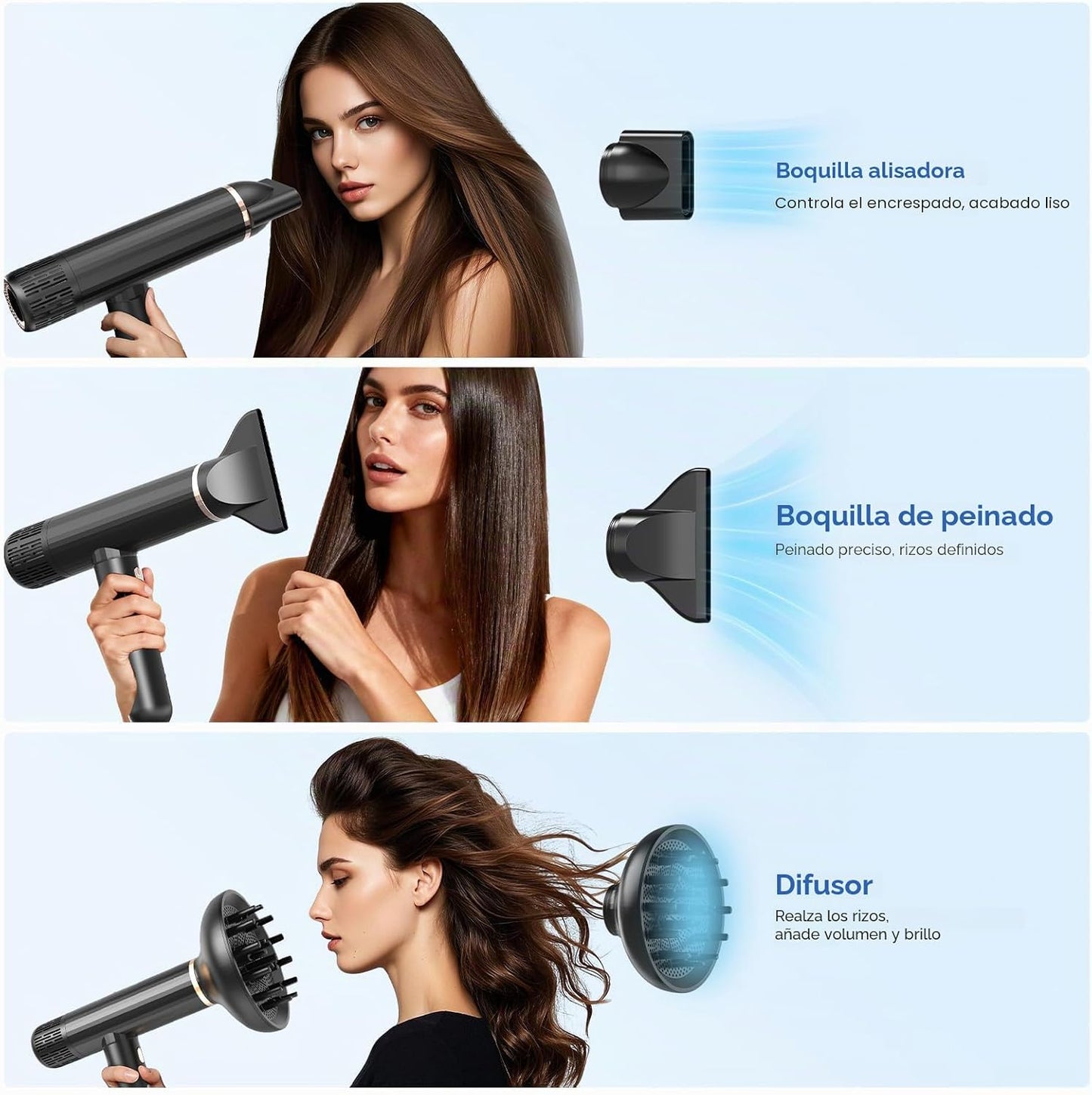 Nicebay Secador de Pelo Iónico con Difusor para Cabello Rizado, Mot...