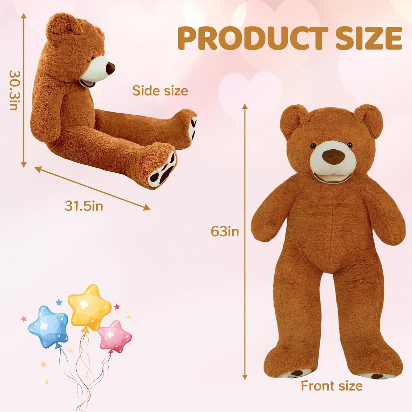 SRANWOW Oso de peluche gigante súper suave con detalles de pata (ma...
