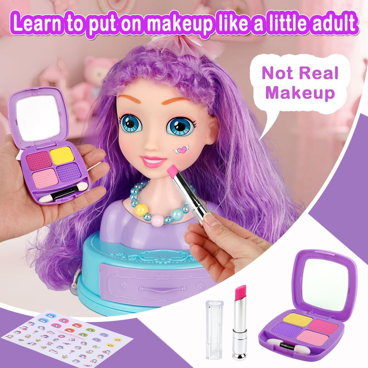 Kryonixty Maquillaje de cabeza de muñeca 4 en 1 para peinar el cabe...