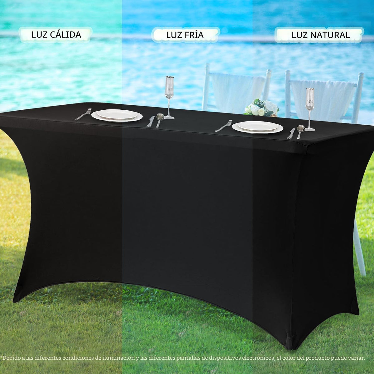 Obstal Paquete de 6 Fundas de Mesa Elásticas de Spandex para Mesas...