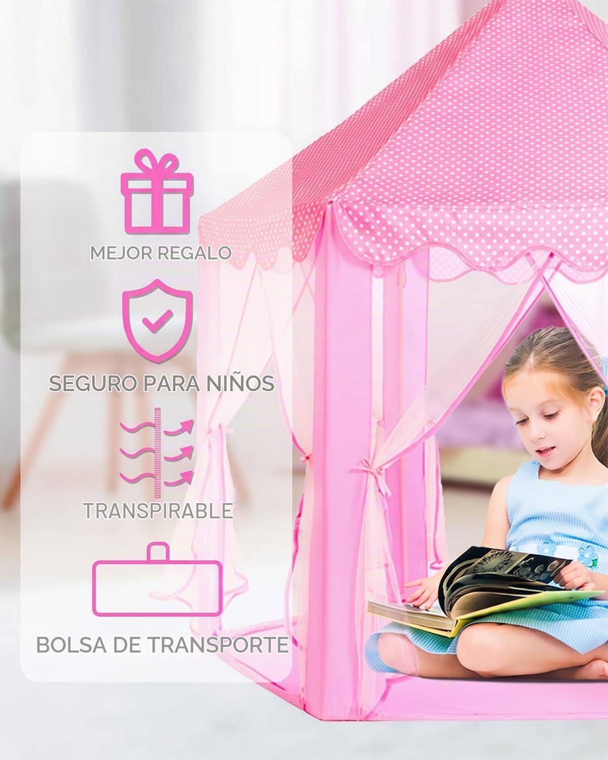 wilwolfer tienda de campaña tipo castillo de princesa para niñas, t...