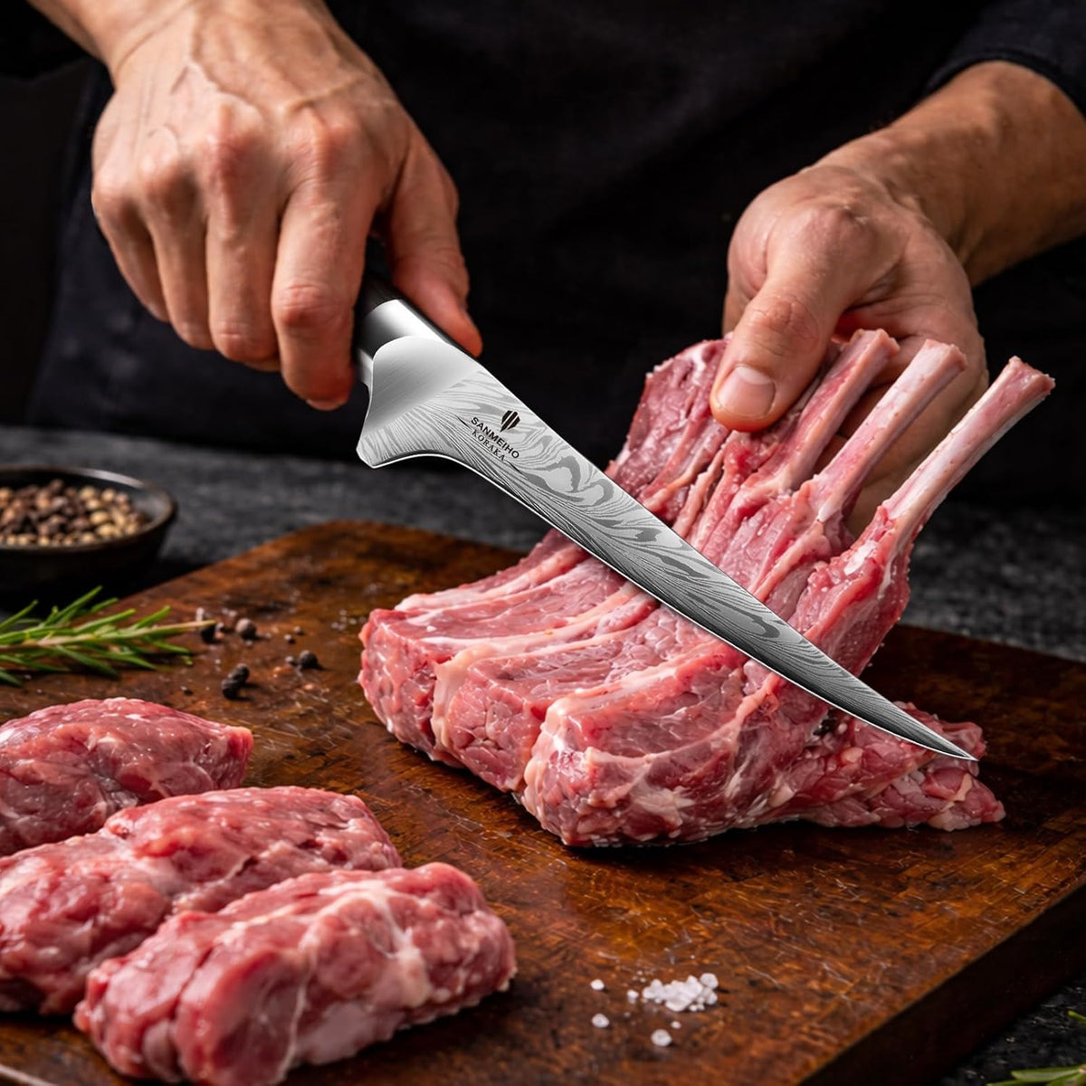 Cuchillo para filete SANMEIHO de 7 pulgadas, cuchillo para deshuesa...