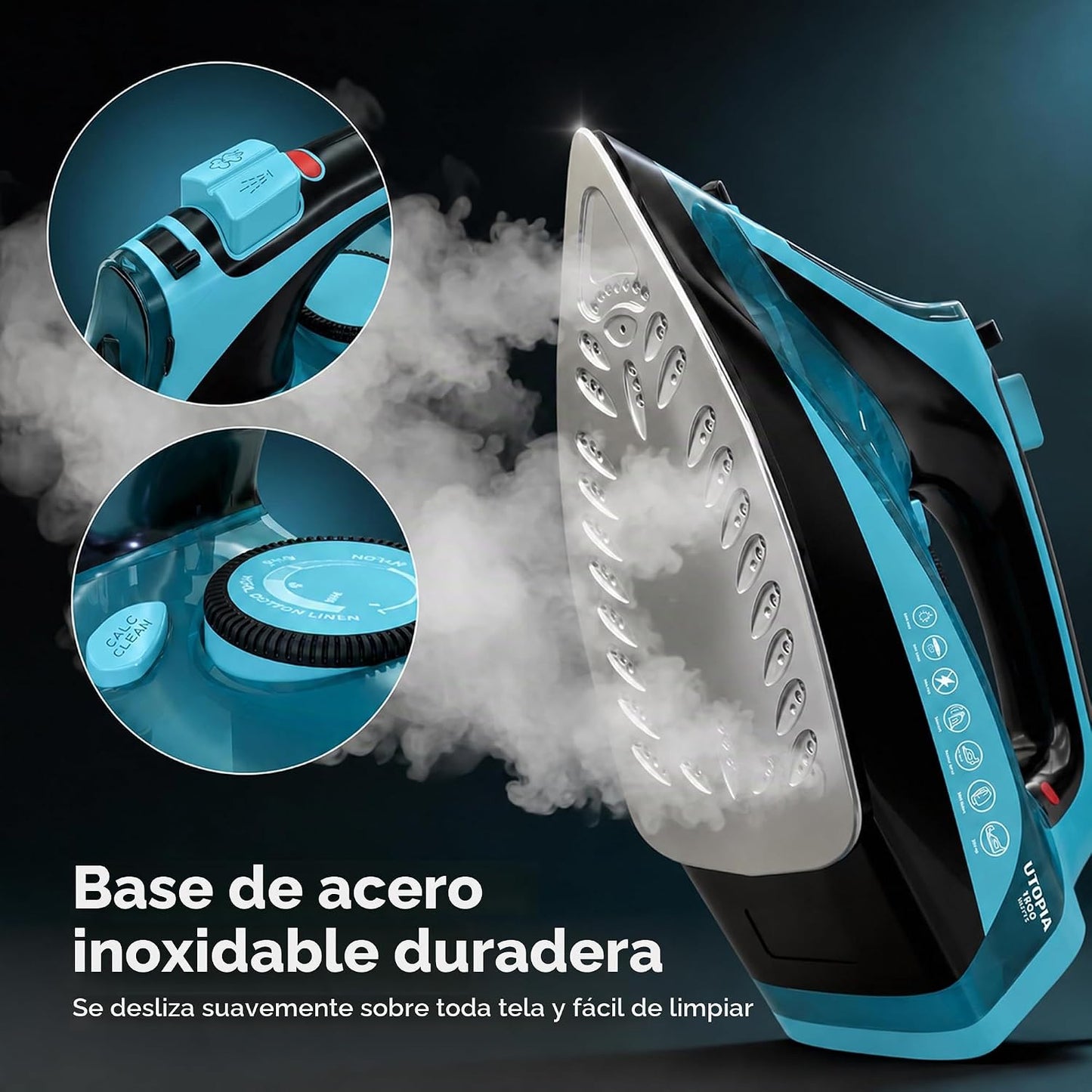 Utopia Home Plancha de vapor prémium para ropa, suela antiadherente...
