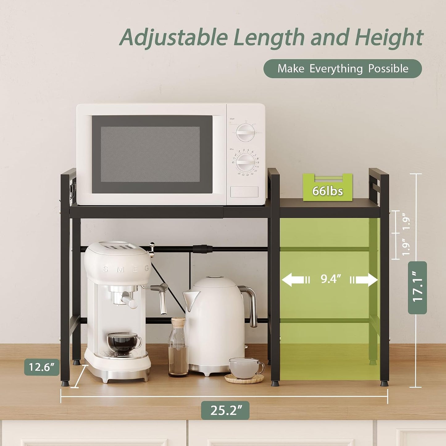 NETEL Soporte extensible para microondas, estante organizador de 2...