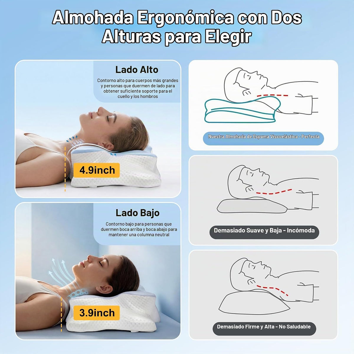 VYLEE Almohada cervical para el cuello para aliviar el dolor, almoh...