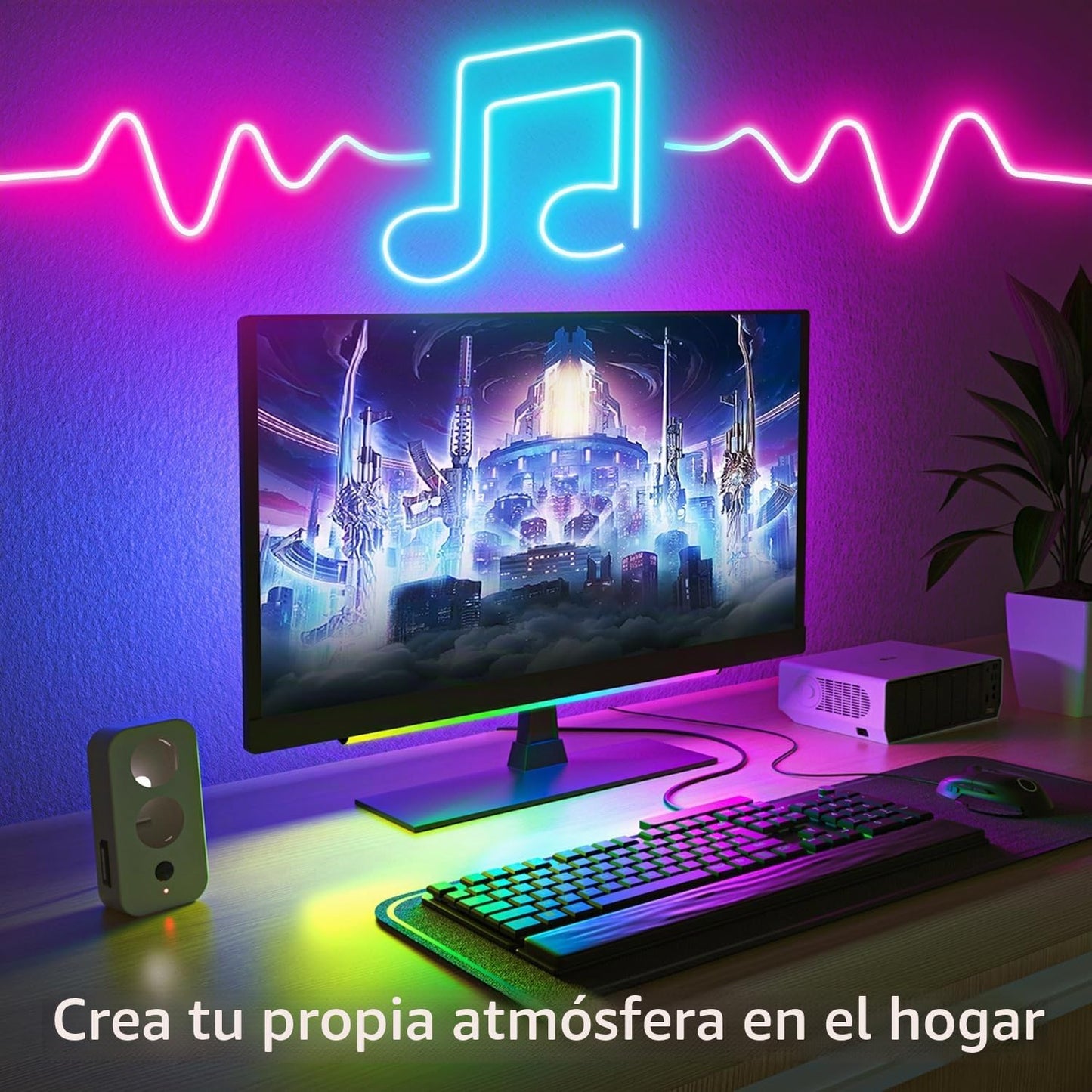 Cuerda de luces LED de neón de 16.4 pies con aplicación o control r...