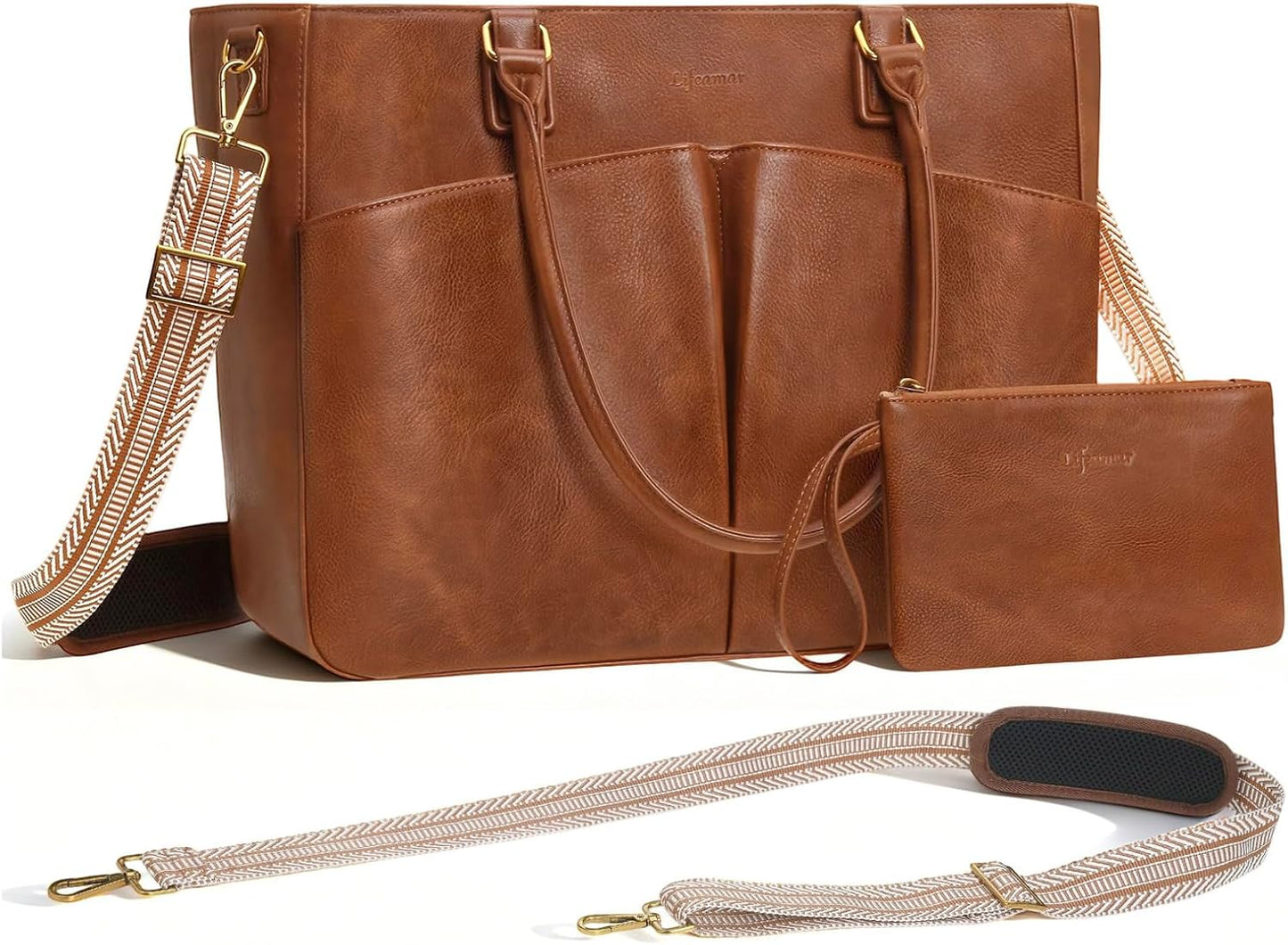 Lifeamar Bolsa de mano para computadora portátil para mujer, bolsa...