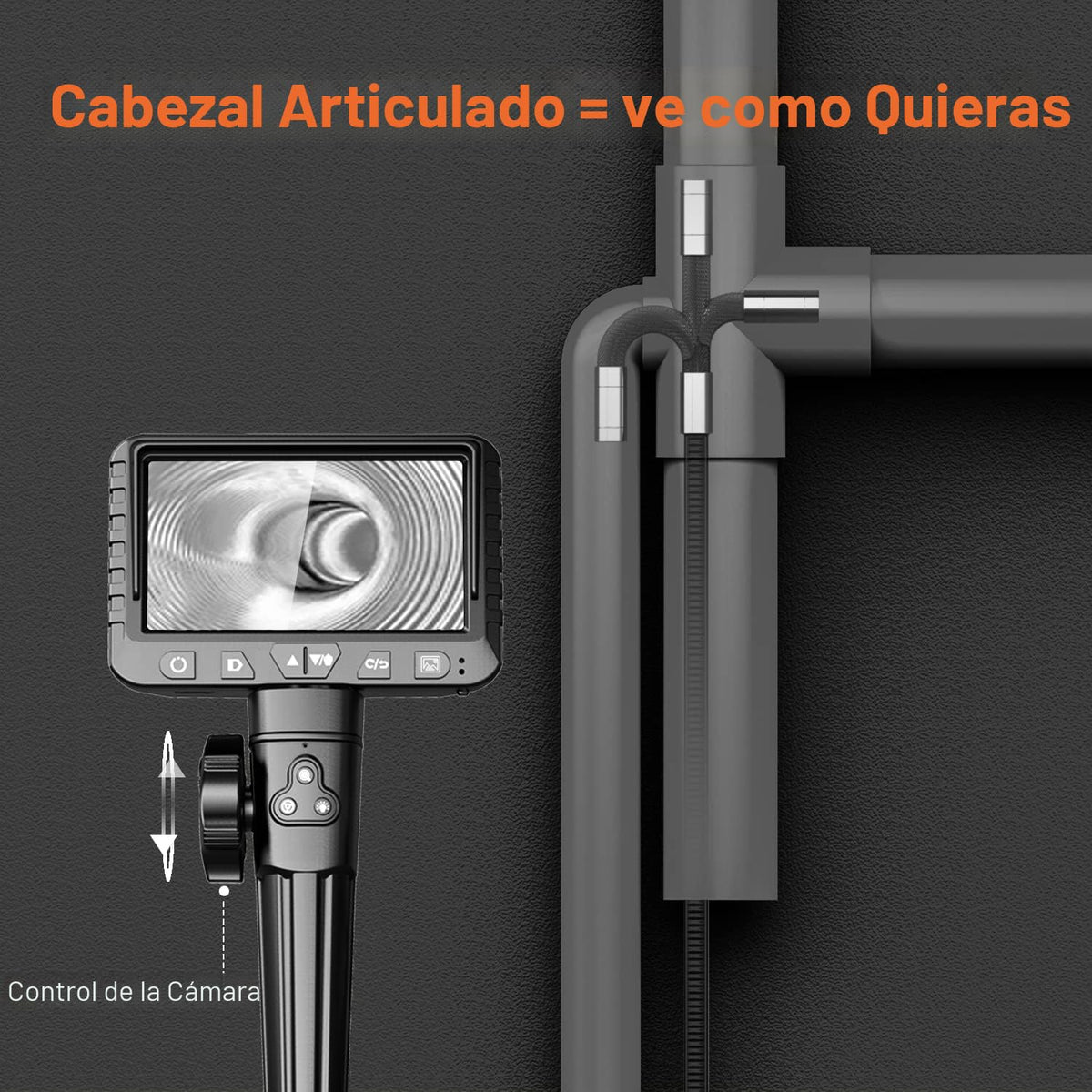 DXZtoz Boroscopio Articulado de Dos Vías, Endoscopio Industrial con...