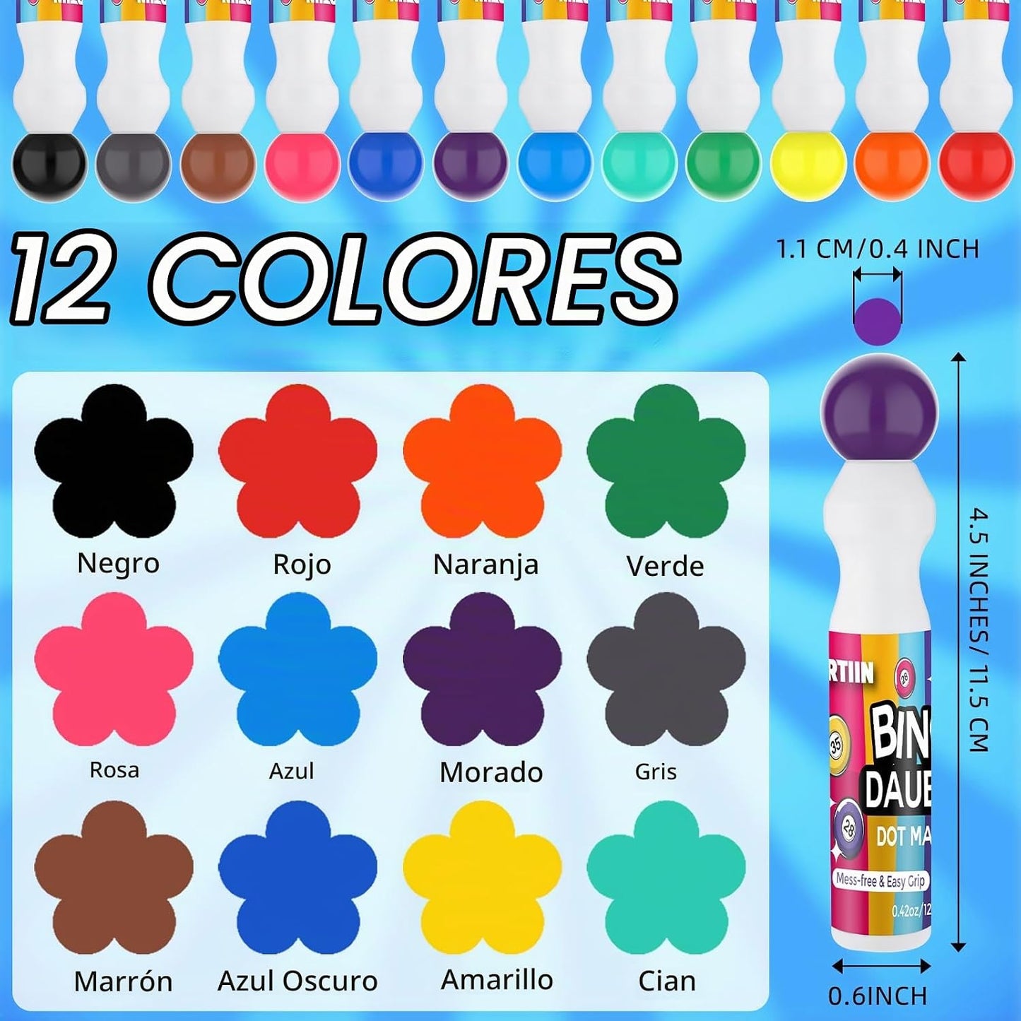Crtiin 96 marcadores de puntos de Bingo Dauber a granel, 0.5 onzas,...