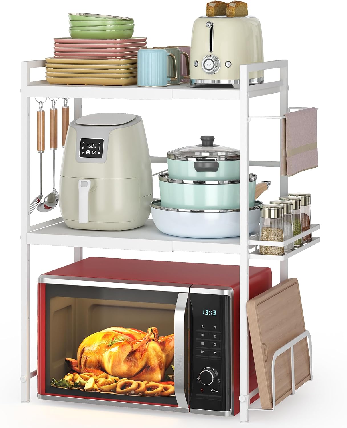 DOLALIKE Estante para horno de microondas, soporte expandible para...
