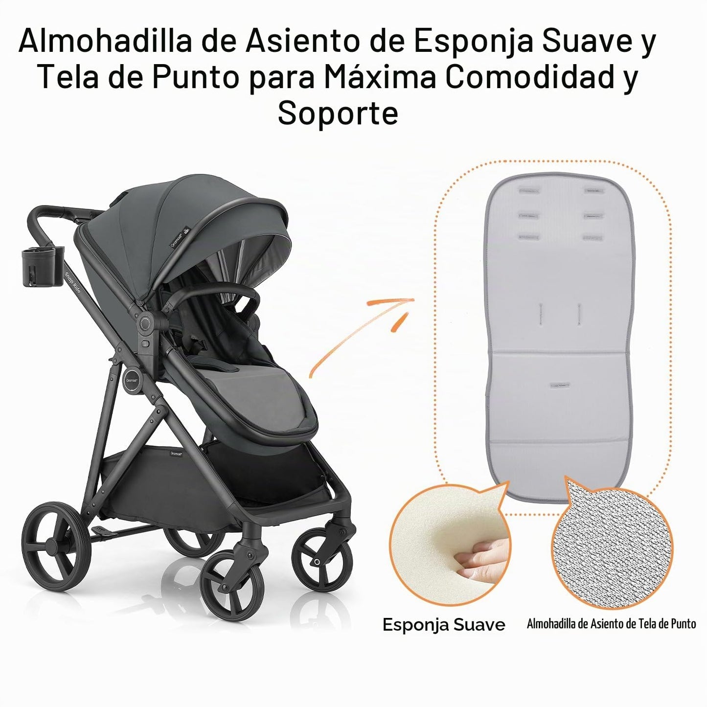 Gromast Cochecito de bebé 3 en 1, cochecito convertible para recién...