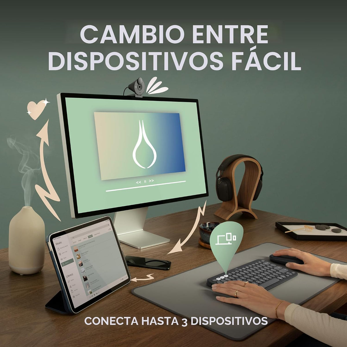 Logitech Pebble Keys 2 K380s Teclado inalámbrico Bluetooth - Grafit...