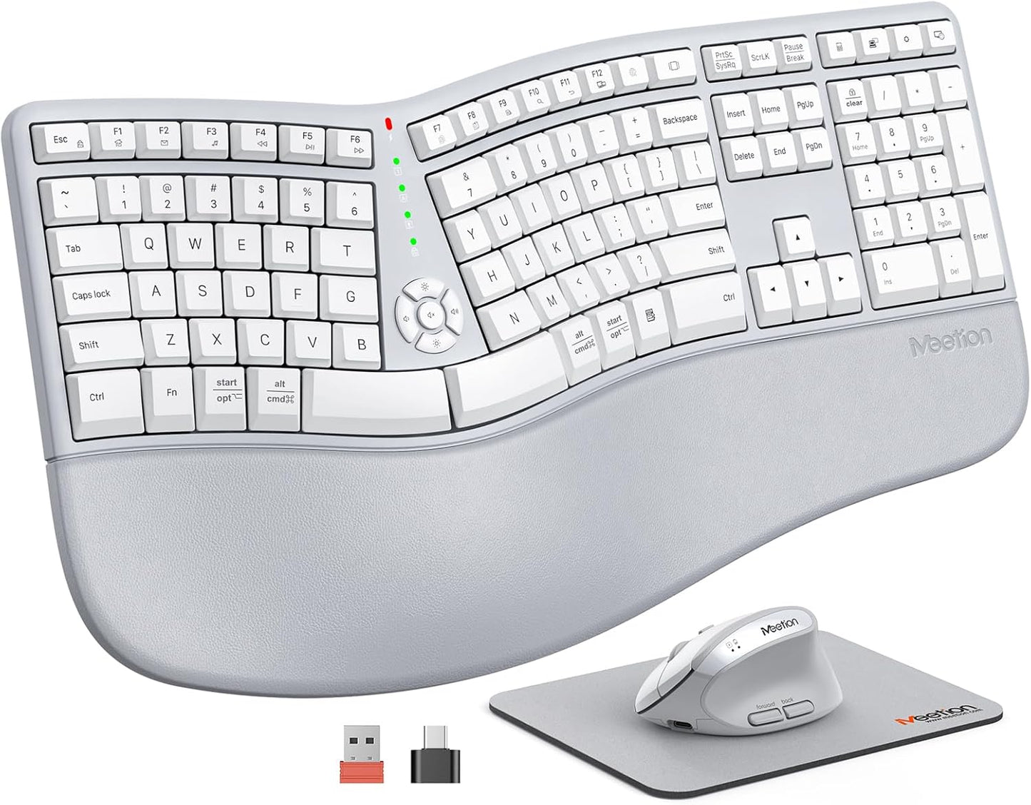 MEETION Combo de ratón y teclado ergonómico, diseño dividido, mouse...