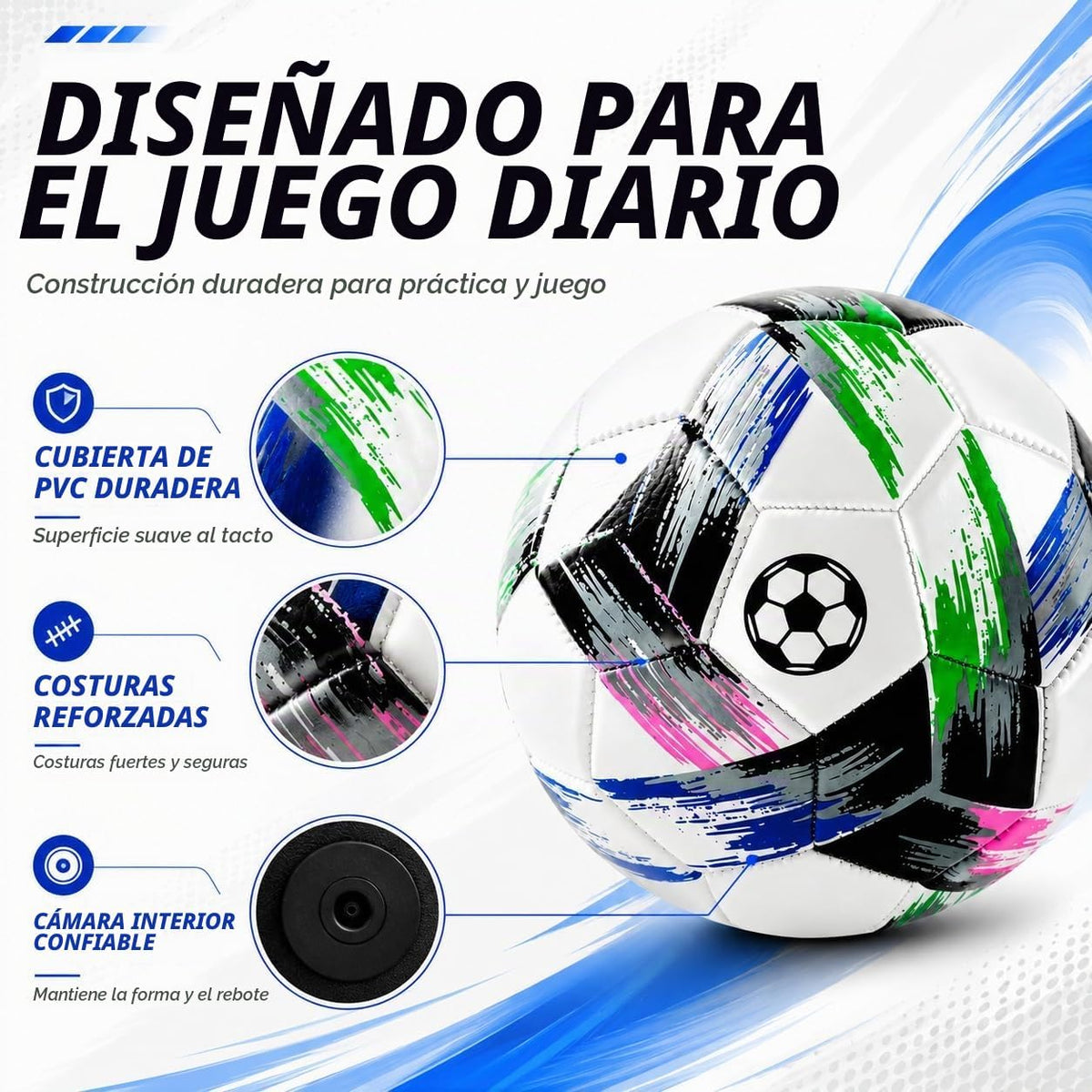 Innotoys Balón de fútbol tamaño 5, tamaño 4, tamaño 3, desinflado,...