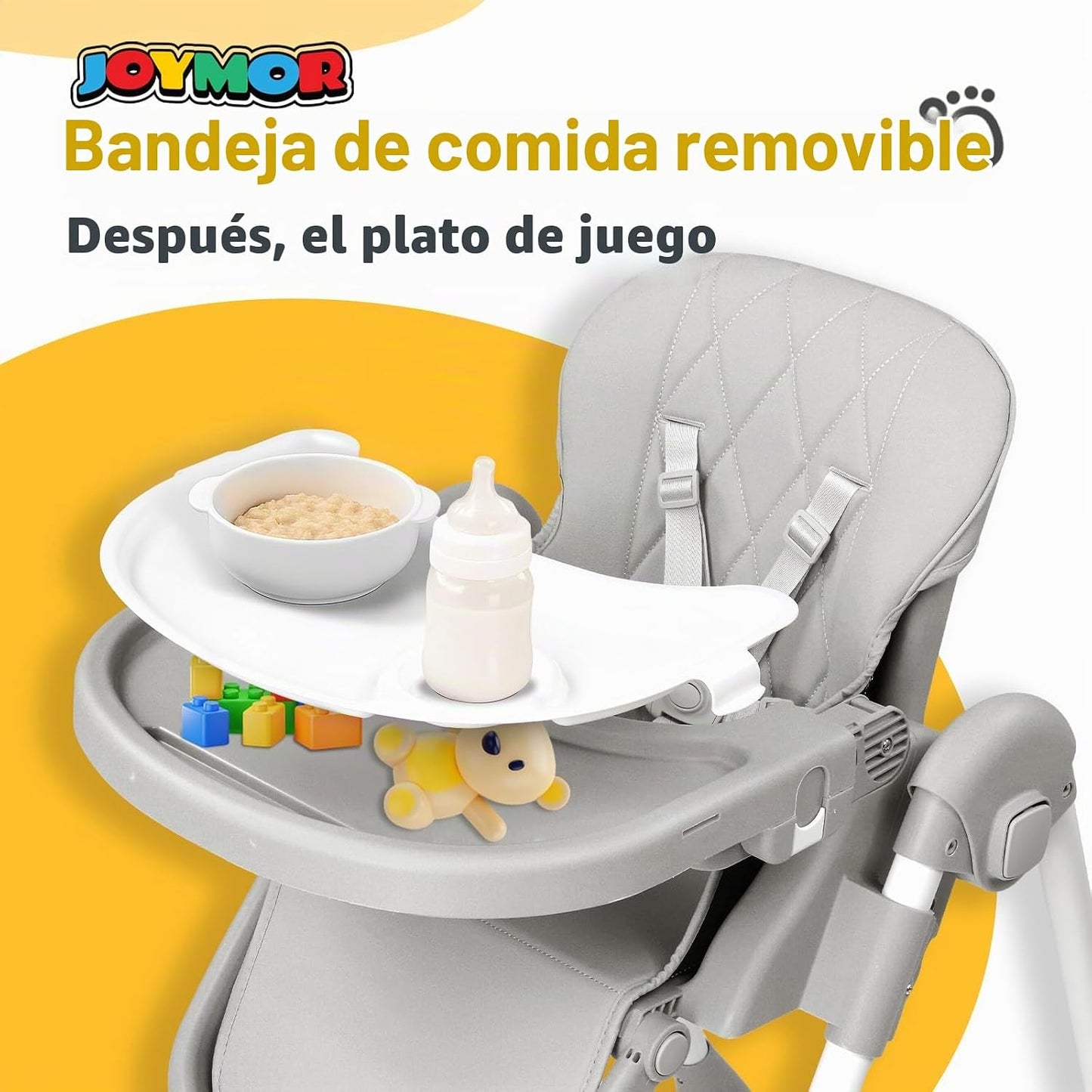 JOYMOR Silla alta plegable para bebé, silla alta convertible 4 en 1...