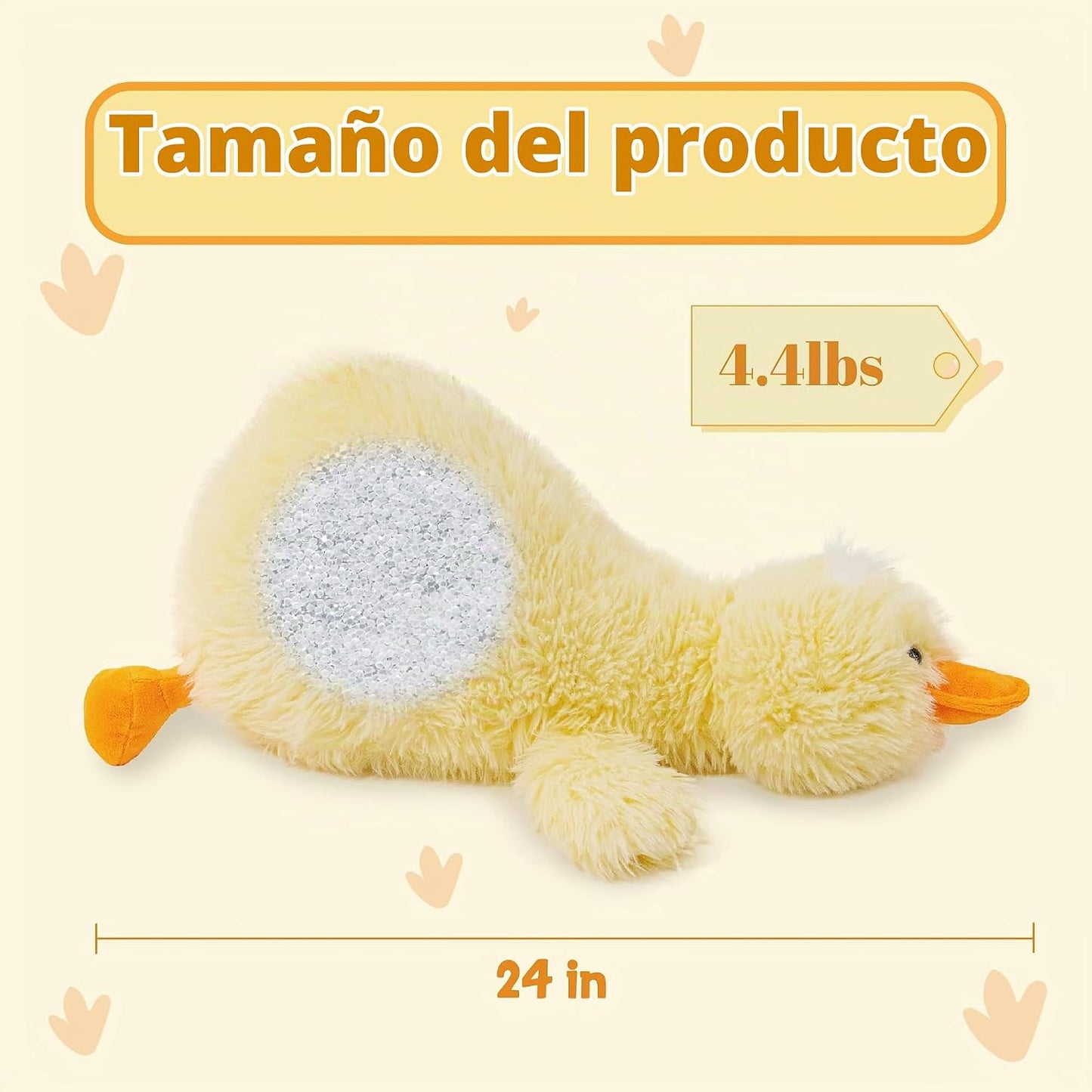 Jrystar Animales de peluche de pato amarillo, juguete de peluche de...