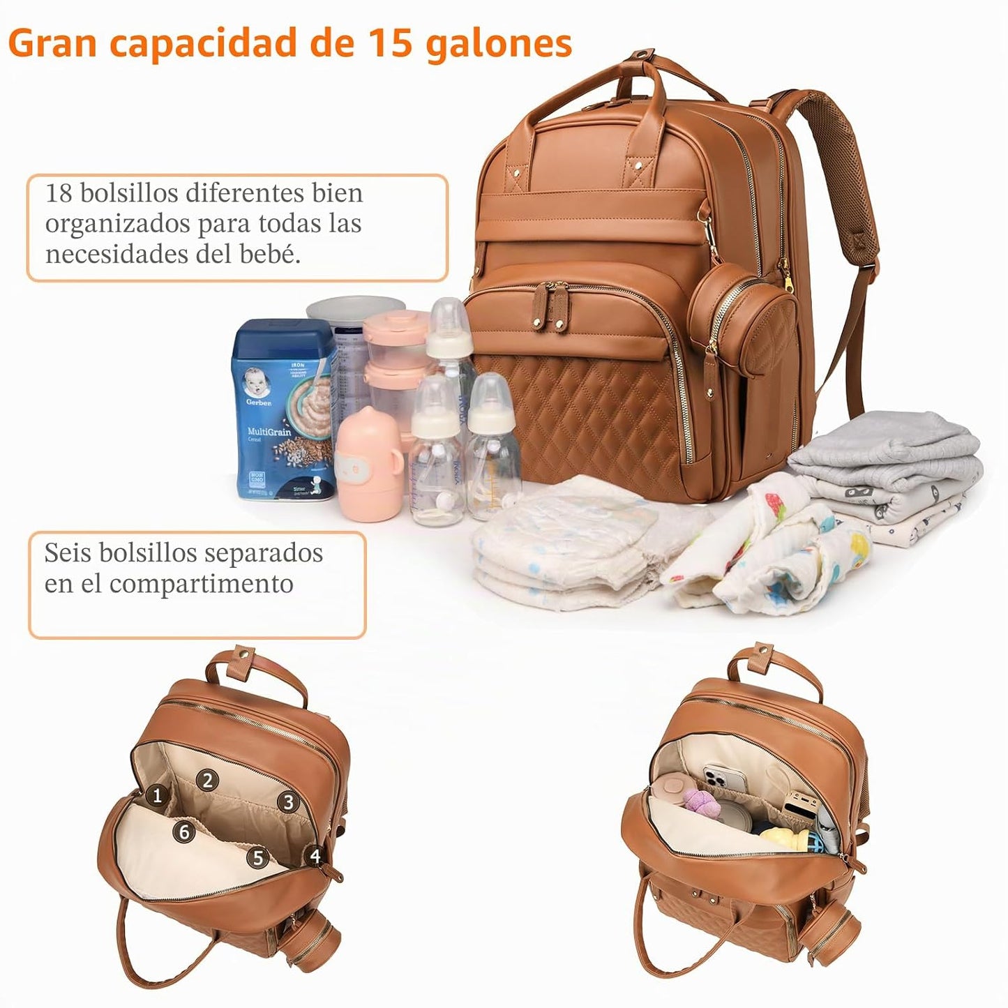 Astro alan - Bolsa de pañales con cambiador, mochila impermeable 3...