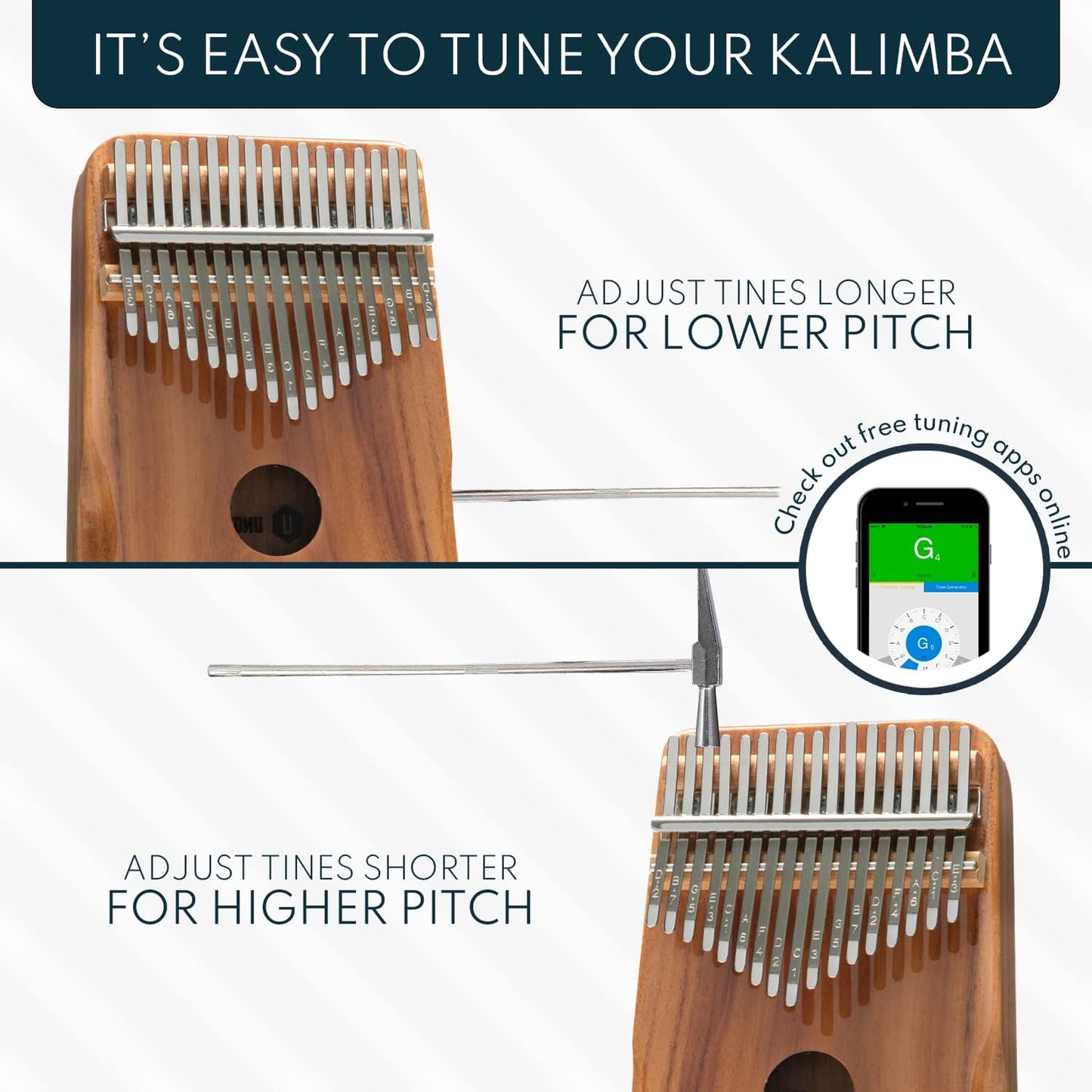 UNOKKI Kalimba de 17 teclas con estuche, funda rígida impermeable,...