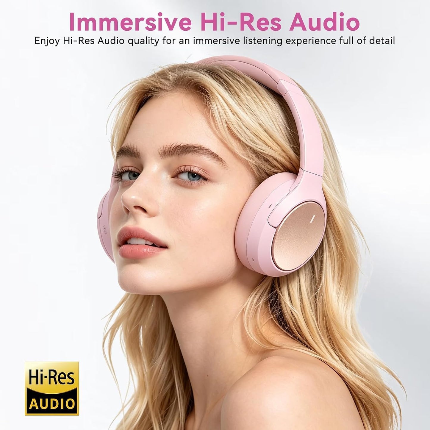 Auriculares inalámbricos ANC híbridos sobre la oreja, tiempo de rep...