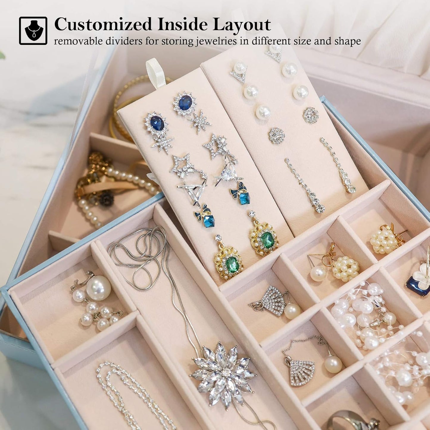 ProCase Caja de Joyas para Mujeres, 2 Capas Organizador de Joyas de...