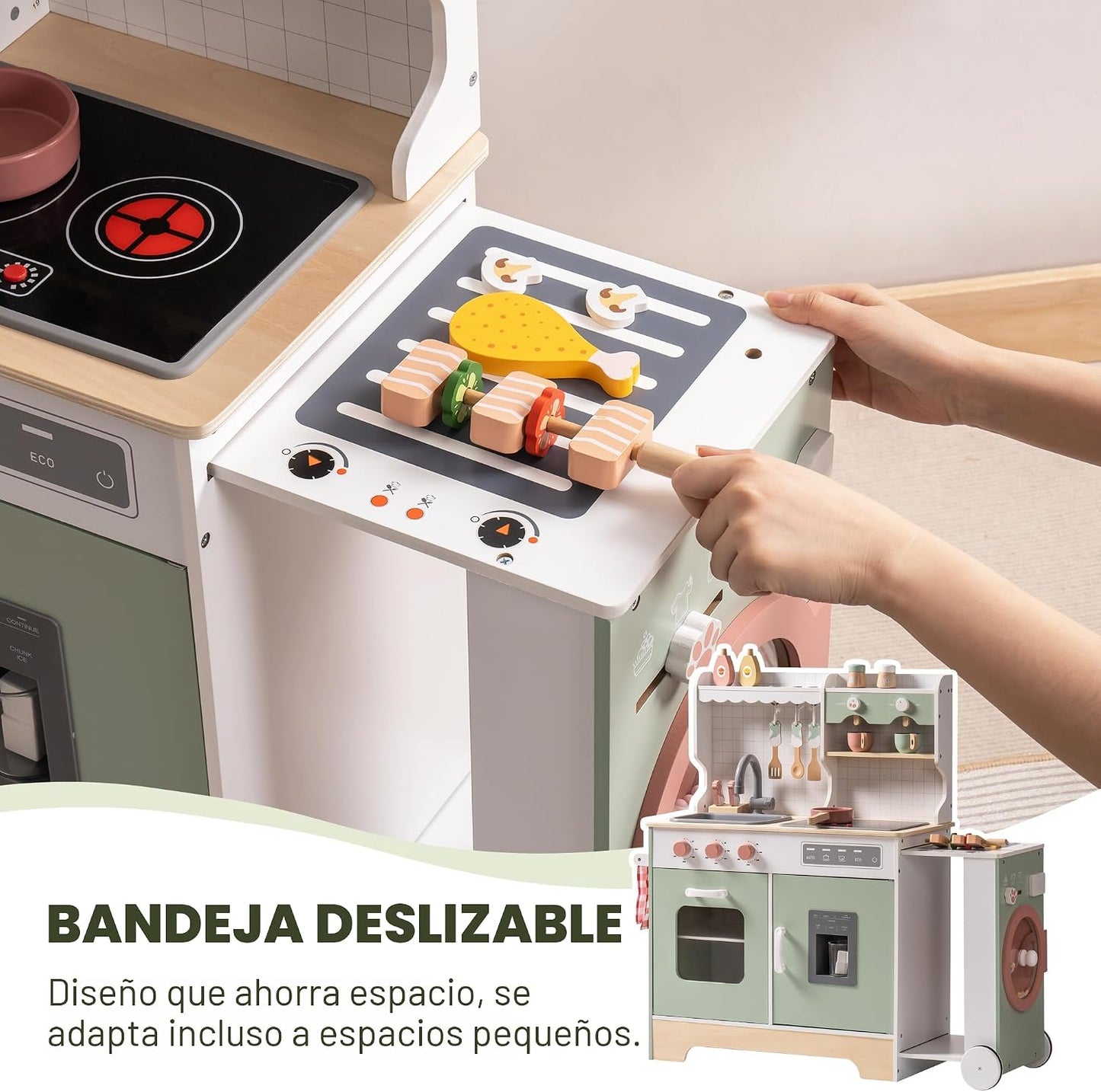 ROBUD Juego de cocina de madera para niños pequeños, juego de cocin...