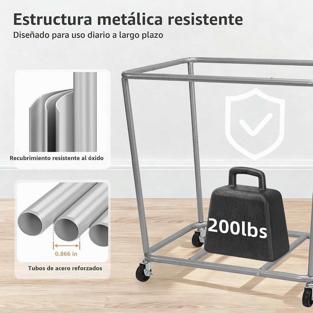 STORAGE MANIAC Cesta de lavandería comercial con marco de acero res...