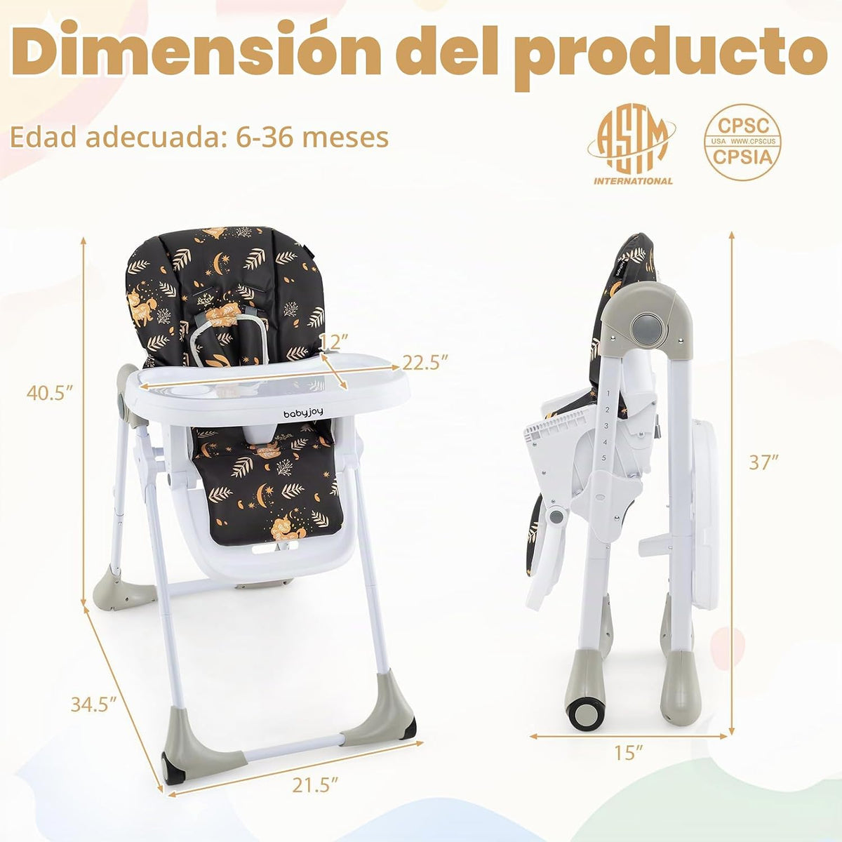 BABY JOY Silla alta convertible para bebés y niños pequeños, altura...