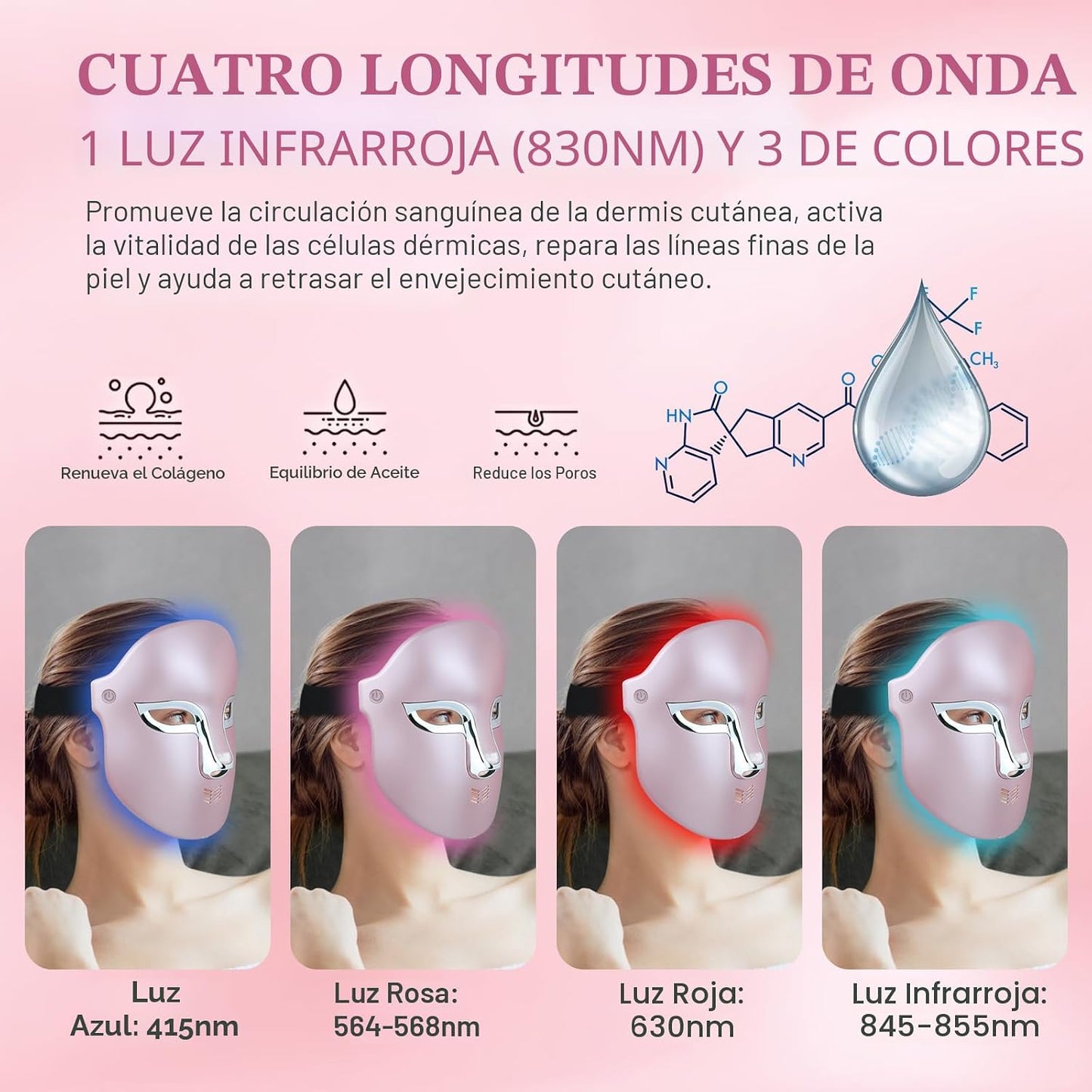FSA Máscara de terapia de luz roja para la cara: eliminación de acn...
