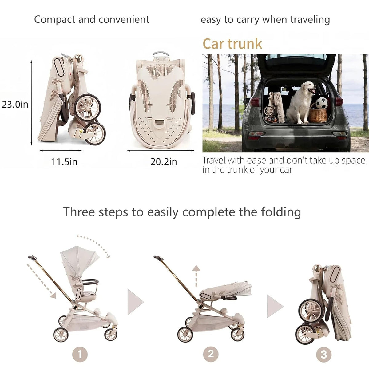 Cochecito plegable ligero para viajes de bebés y niños pequeños, as...
