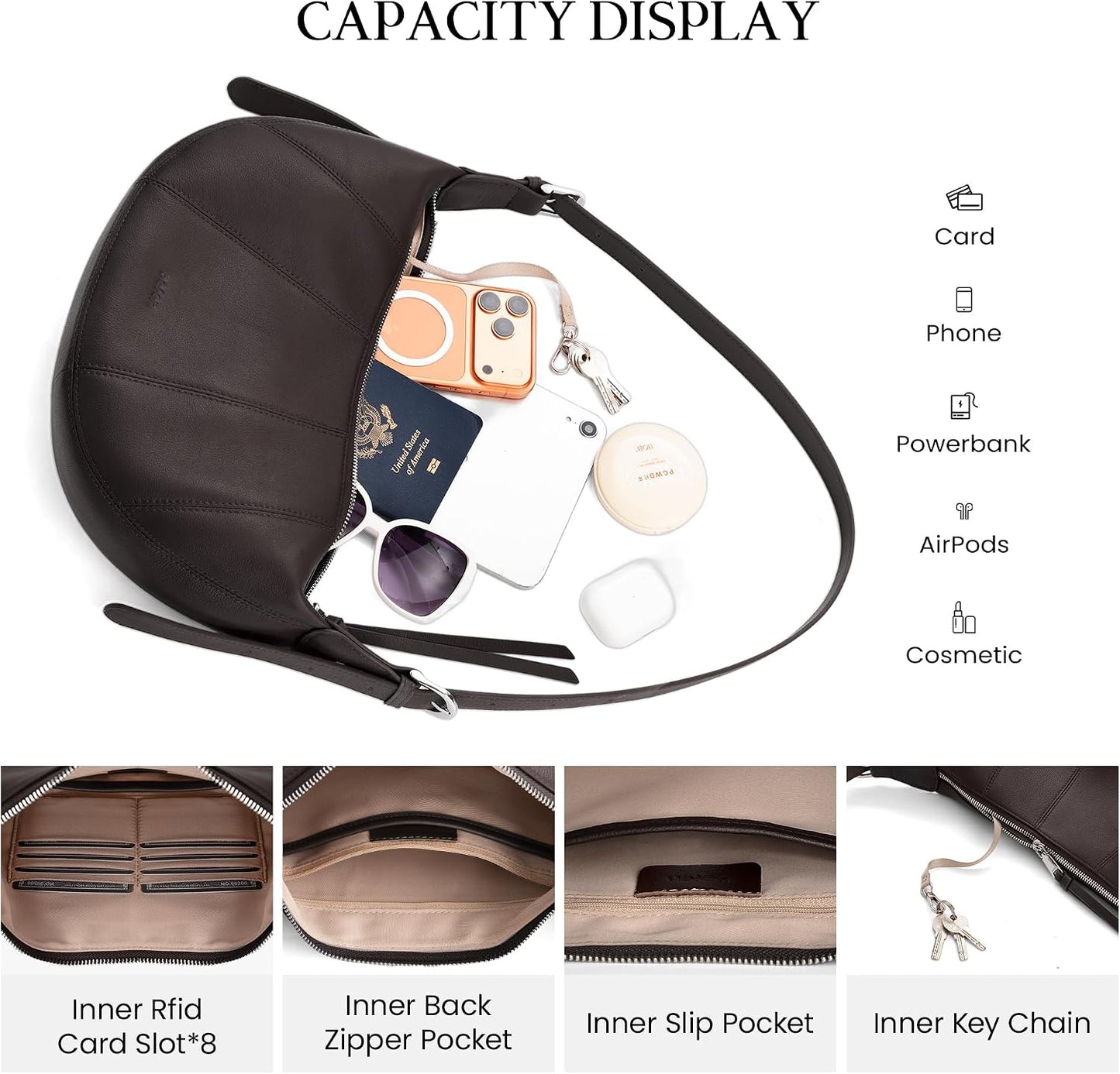 befen Bolsos cruzados de cuero genuino para mujer con bloqueo Rfid,...