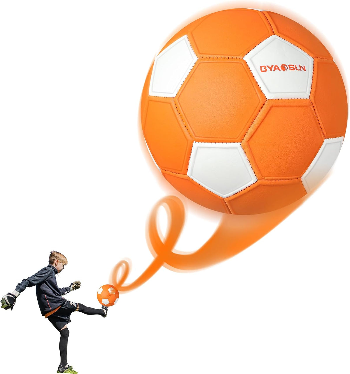 BYAOSUN Pelota de fútbol curva tamaño 4, pelotas suaves con curva p...