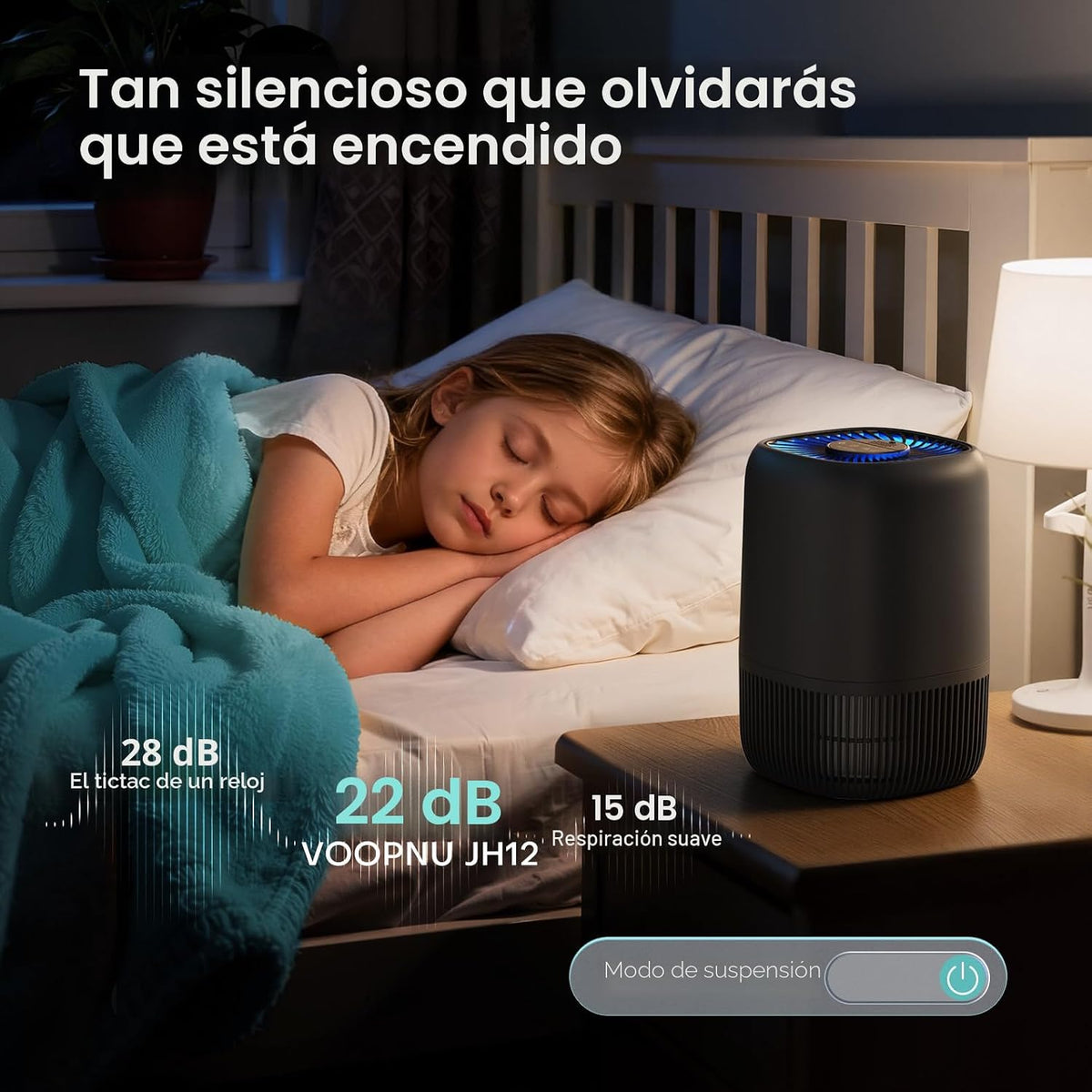 VOOPNU Purificadores de aire para dormitorio, filtro de alta eficie...