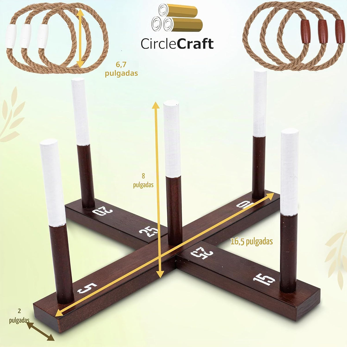Juego de lanzamiento de anillos CircleCraft, incl. 6 anillos de cue...