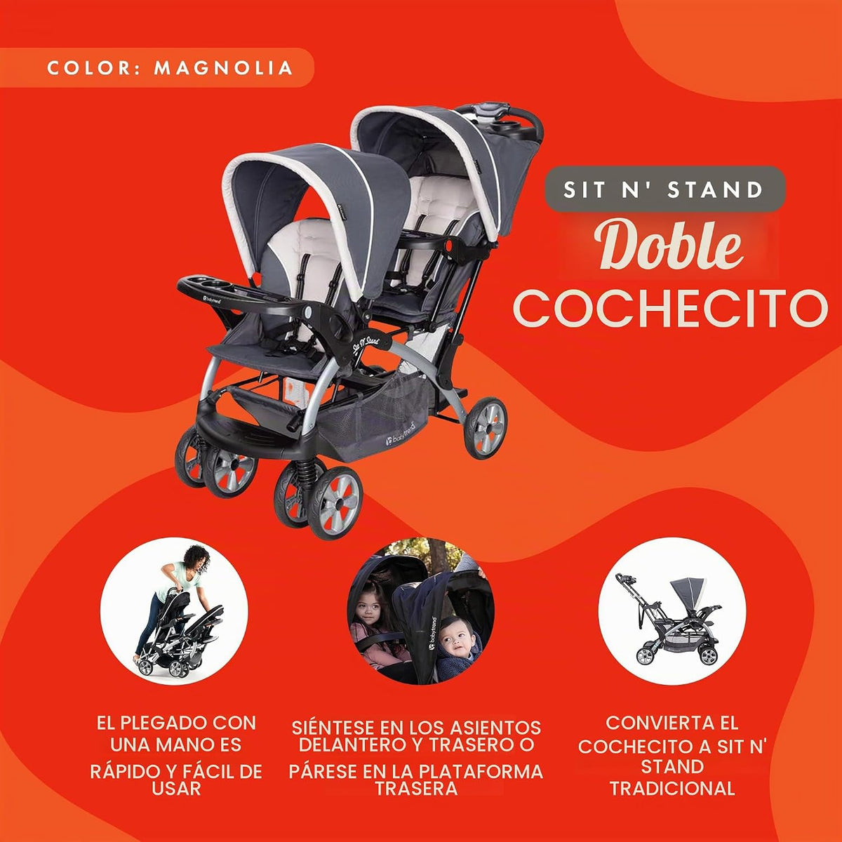 Baby Trend Sit N' Stand Cochecito convertible de uso múltiple,...